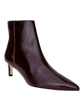 L'agence Lilly Pointed Toe Patent Leather Ankle Boot - Dark Burgundy Size 7.5